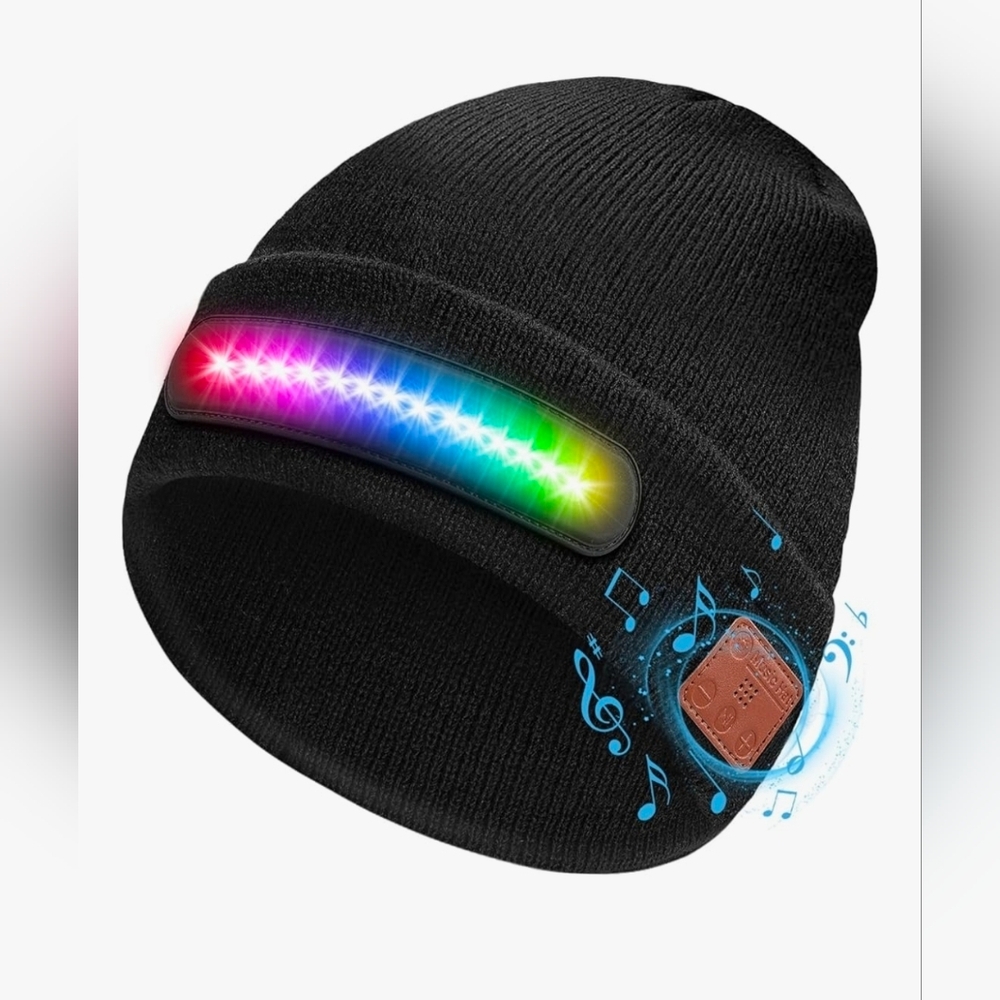 Bluetooth Beanie Hat with Lights, Black, 1PK